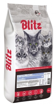 Сухой корм BLITZ Sensitive Adult Sterilised Cat Turkey для стерилизованных кошек с чувствительным пищеварением (Индейка)